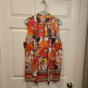 Worthington Multicolor Floral Sleeveless Blouse